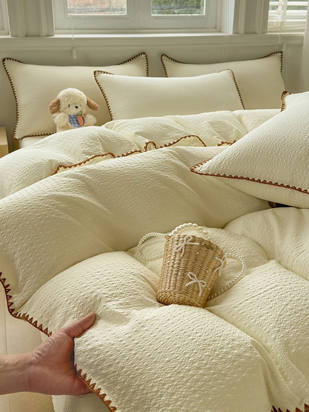 Shell Edge Seersucker Duvet Cover Set original reference image 7