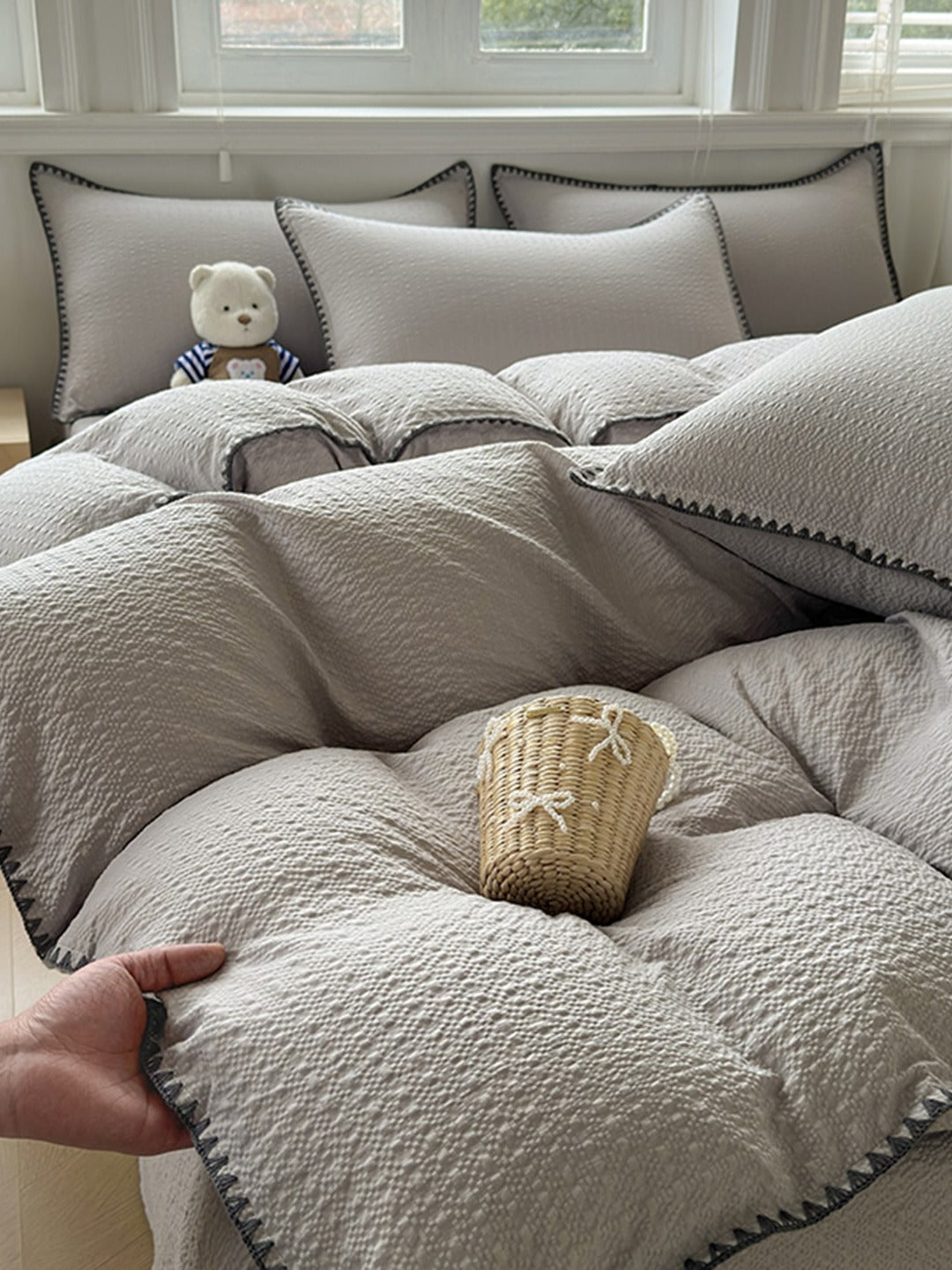 Shell Edge Seersucker Duvet Cover Set original reference image 13