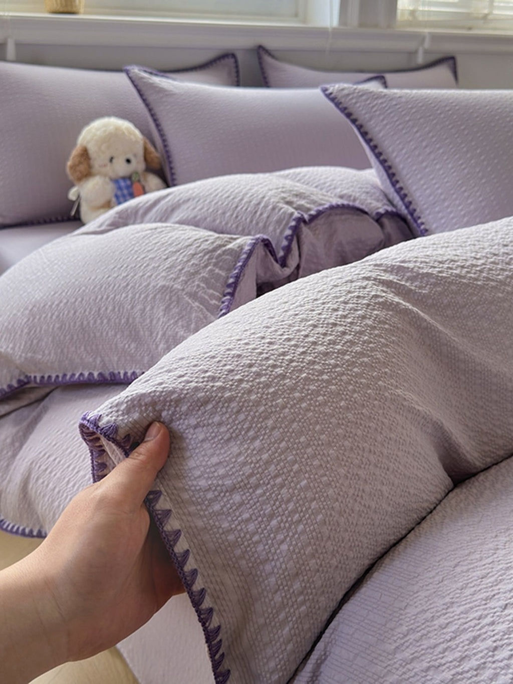 Shell Edge Seersucker Duvet Cover Set original reference image 36