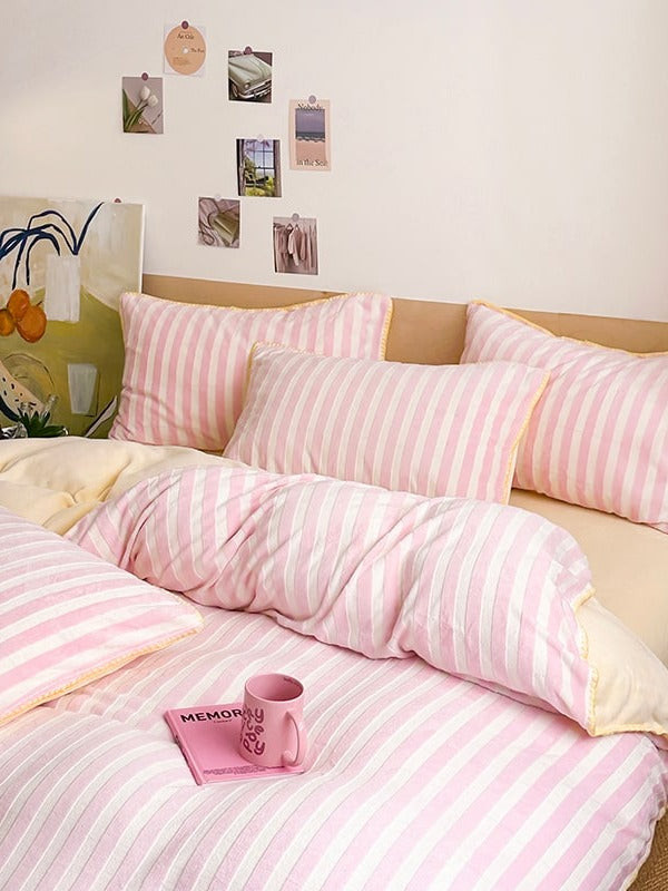 Studio Stripe Plush Duvet Cover Set original reference image 1