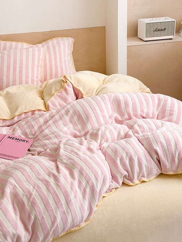 Studio Stripe Plush Duvet Cover Set original reference image 3
