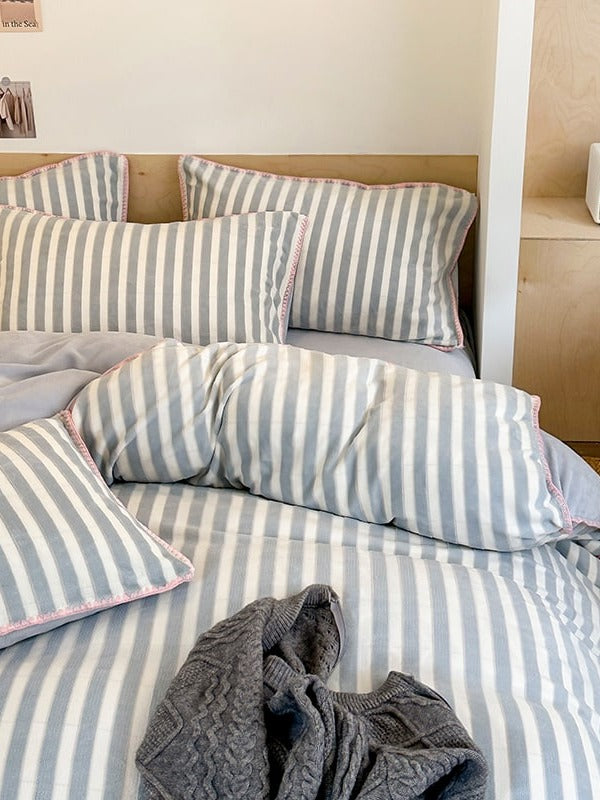 Studio Stripe Plush Duvet Cover Set original reference image 13