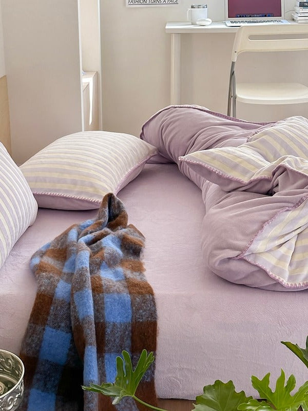Studio Stripe Plush Duvet Cover Set original reference image 34