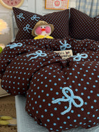 Tufted Bow Dot Seersucker Bedding Set original reference image 3