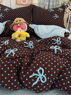 Tufted Bow Dot Seersucker Bedding Set original reference image 4