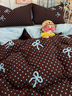 Tufted Bow Dot Seersucker Bedding Set original reference image 5