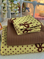Tufted Bow Dot Seersucker Bedding Set original reference image 7