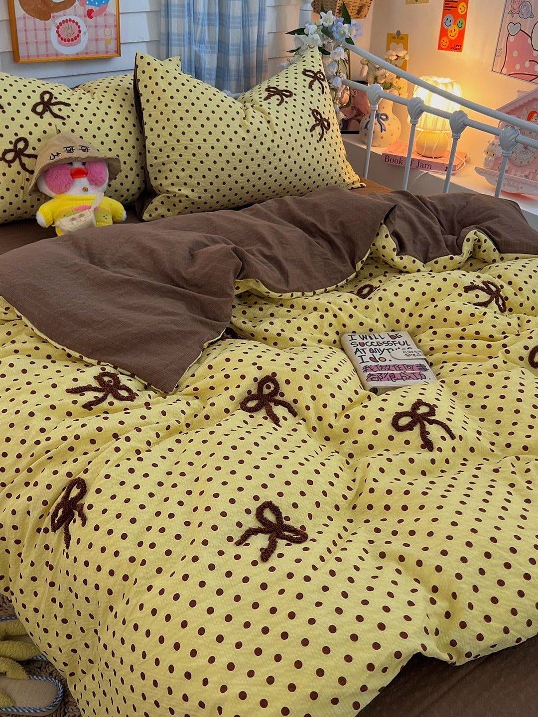 Tufted Bow Dot Seersucker Bedding Set original reference image 12
