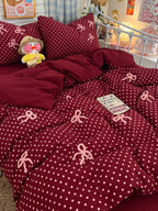 Tufted Bow Dot Seersucker Bedding Set original reference image 16