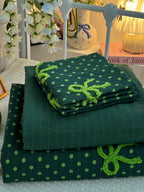Tufted Bow Dot Seersucker Bedding Set original reference image 19