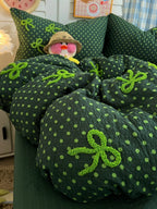 Tufted Bow Dot Seersucker Bedding Set original reference image 21