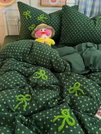 Tufted Bow Dot Seersucker Bedding Set original reference image 22