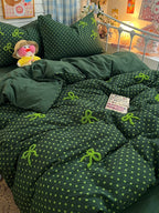 Tufted Bow Dot Seersucker Bedding Set original reference image 24