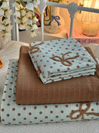 Tufted Bow Dot Seersucker Bedding Set original reference image 25