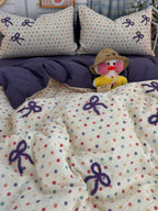 Tufted Bow Dot Seersucker Bedding Set original reference image 35