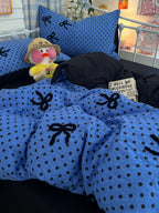 Tufted Bow Dot Seersucker Bedding Set original reference image 39