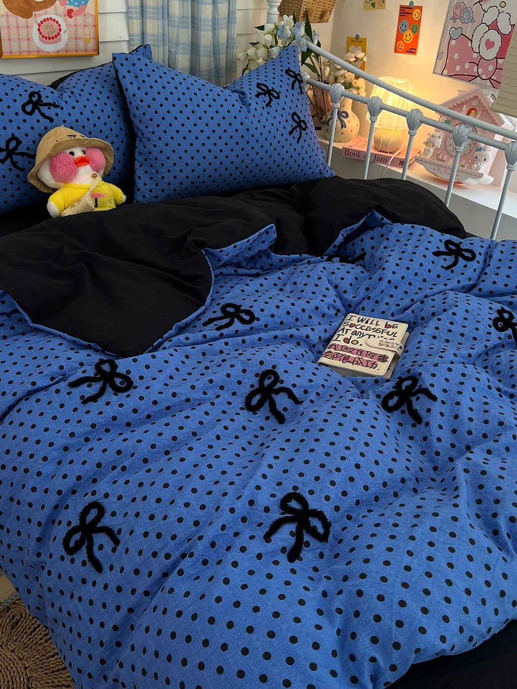 Tufted Bow Dot Seersucker Bedding Set original reference image 41