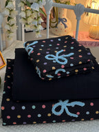 Tufted Bow Dot Seersucker Bedding Set original reference image 43