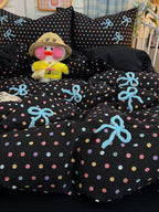 Tufted Bow Dot Seersucker Bedding Set original reference image 45