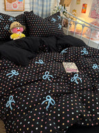 Tufted Bow Dot Seersucker Bedding Set original reference image 46