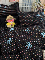 Tufted Bow Dot Seersucker Bedding Set original reference image 47