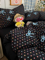 Tufted Bow Dot Seersucker Bedding Set original reference image 48