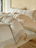 Waffle Stripe Tassel Bedding Set original reference image 1