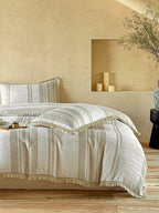 Waffle Stripe Tassel Bedding Set original reference image 2