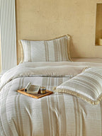 Waffle Stripe Tassel Bedding Set original reference image 3
