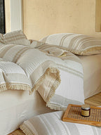 Waffle Stripe Tassel Bedding Set original reference image 5