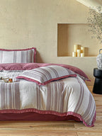 Waffle Stripe Tassel Bedding Set original reference image 14