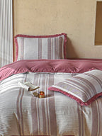 Waffle Stripe Tassel Bedding Set original reference image 15