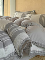 Waffle Stripe Tassel Bedding Set original reference image 19