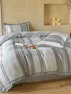 Waffle Stripe Tassel Bedding Set original reference image 22