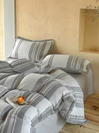 Waffle Stripe Tassel Bedding Set original reference image 23