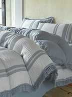 Waffle Stripe Tassel Bedding Set original reference image 25