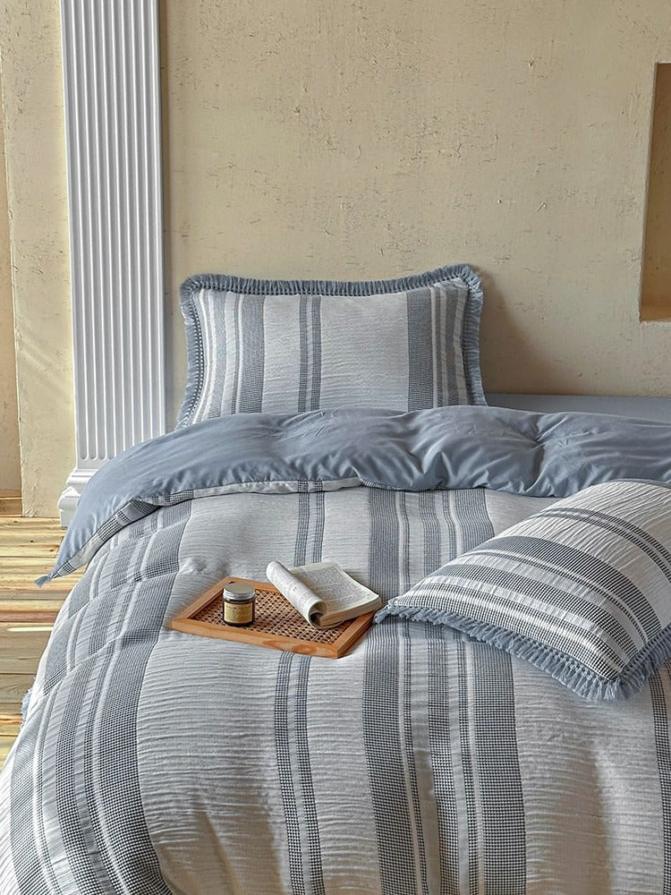 Waffle Stripe Tassel Bedding Set original reference image 26