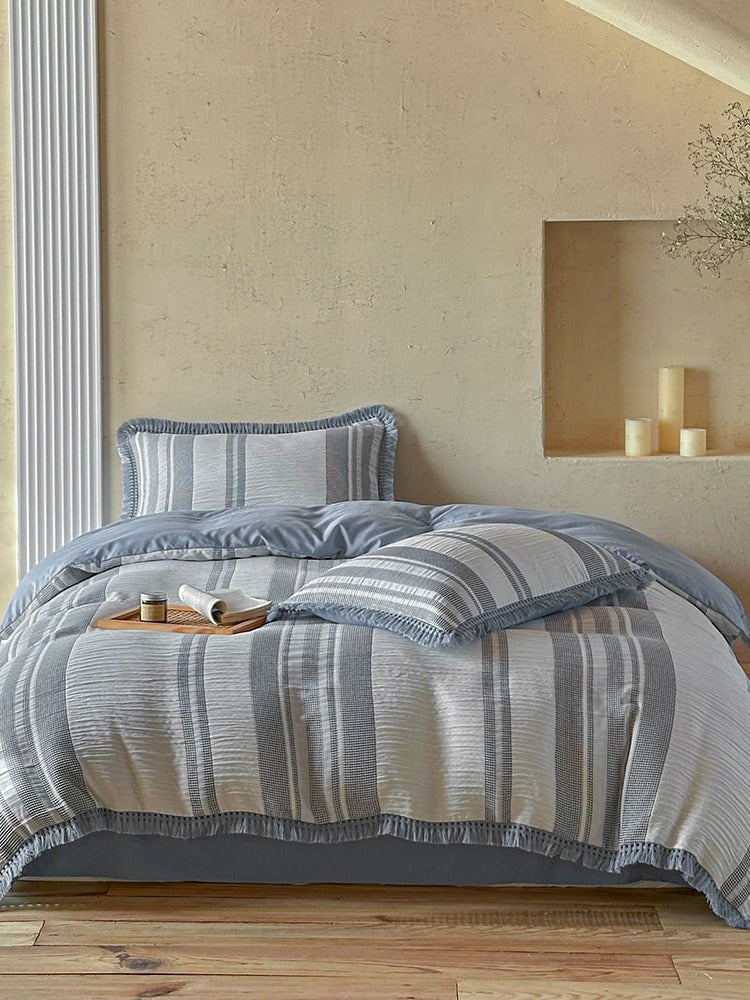 Waffle Stripe Tassel Bedding Set original reference image 30